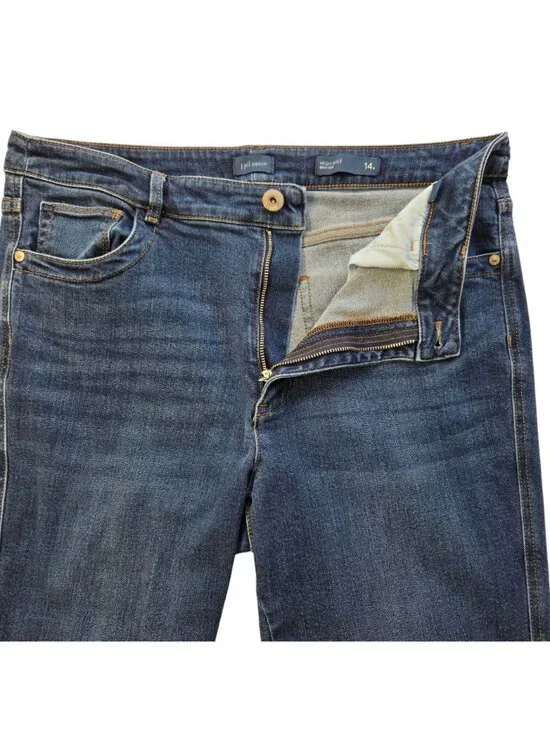 J.Jill Denim High-Rise Boot Cut Jeans Dark Wash Size 14R Cotton Blend Stretch - Picture 4 of 14